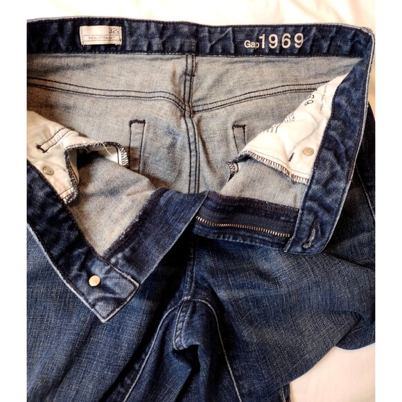 Vintage Gap 1969 Real Straight Distressed Ripped Blue Jeans 100% Cotton 32T - Picture 8 of 16